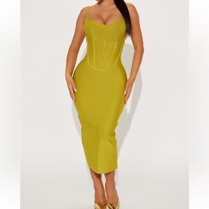Fashion Nova Secret Love Bandage Dress Chartreuse